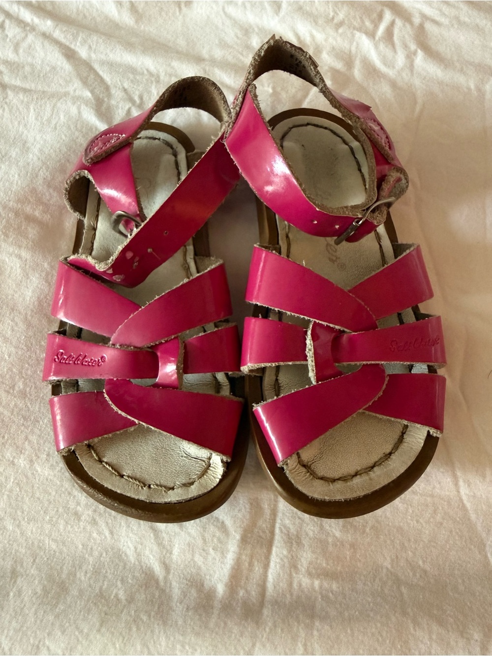 Salt Water Sandals by Hoy Pink Girls Leather Strappy Sandals